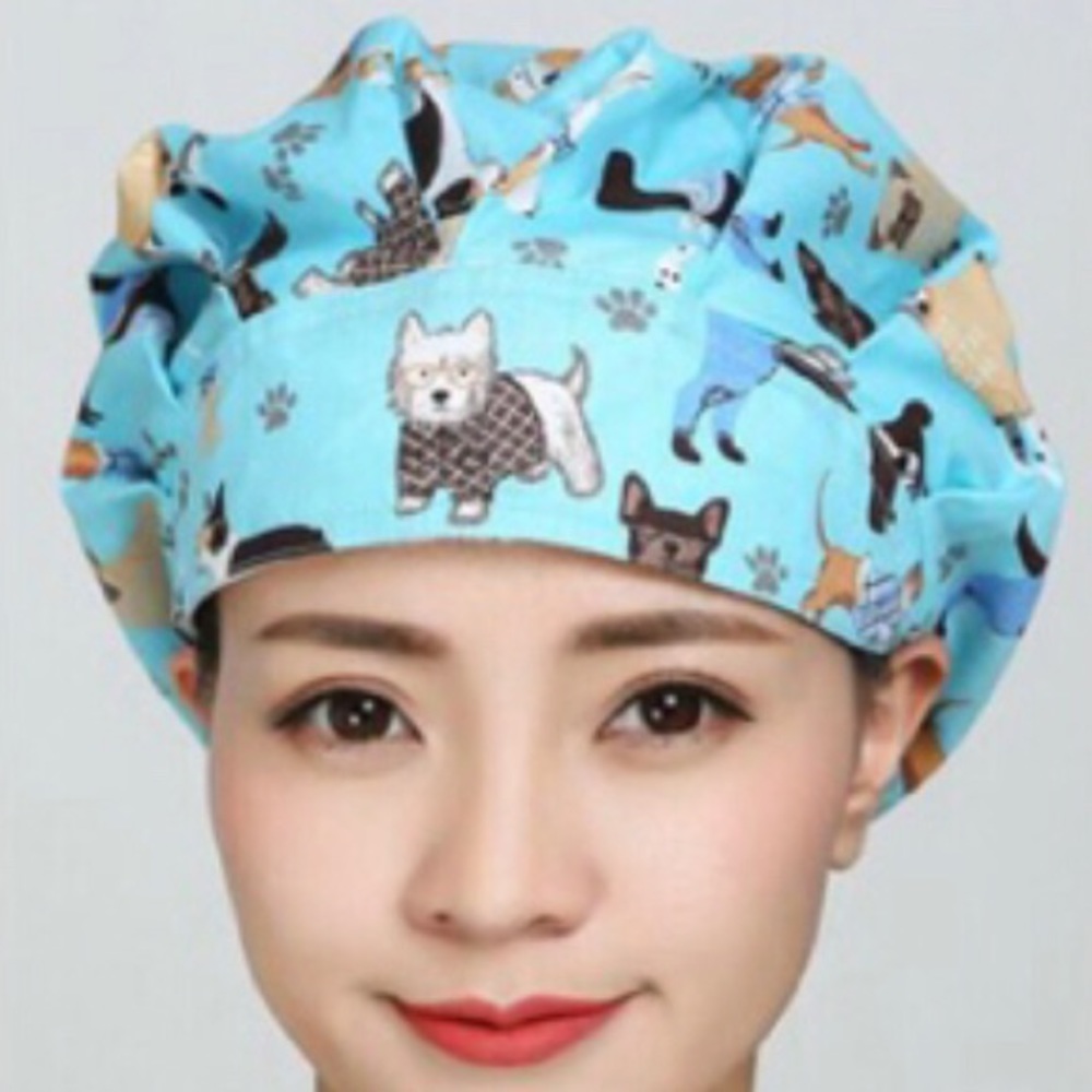 👩‍🍳3/$20 or $9 BouffantScrub Cap Dog#2